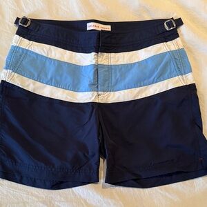 Orlebar Brown Men's Navy and Light Blue Swim Trunks